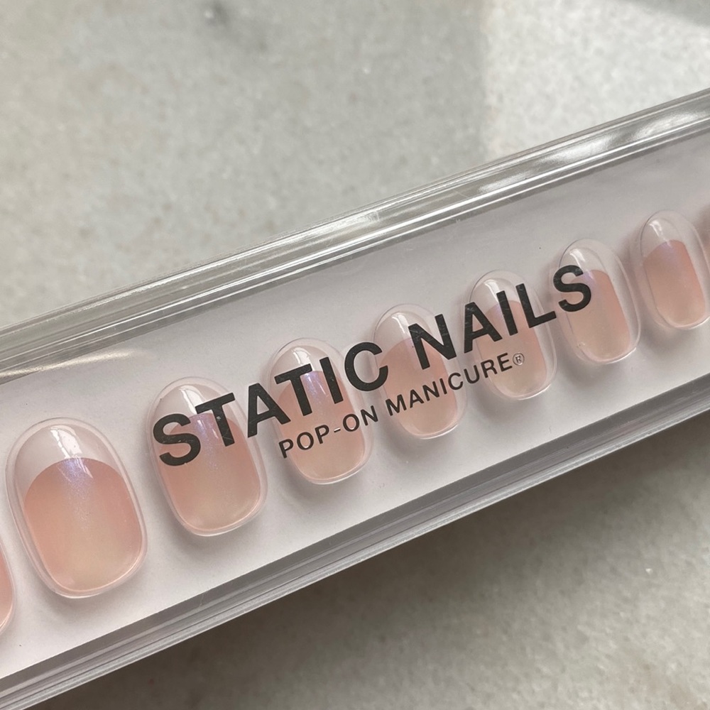 NEW Static Nails Press On Nails — Holographic French in White